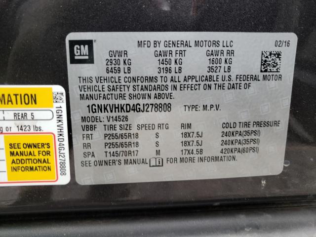 Photo 9 VIN: 1GNKVHKD4GJ278808 - CHEVROLET TRAVERSE L 