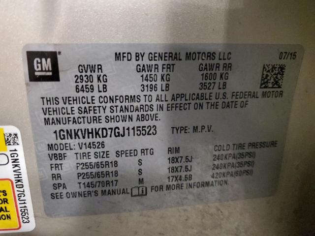 Photo 12 VIN: 1GNKVHKD7GJ115523 - CHEVROLET TRAVERSE L 