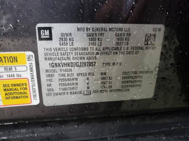 Photo 9 VIN: 1GNKVHKD7GJ287857 - CHEVROLET TRAVERSE L 