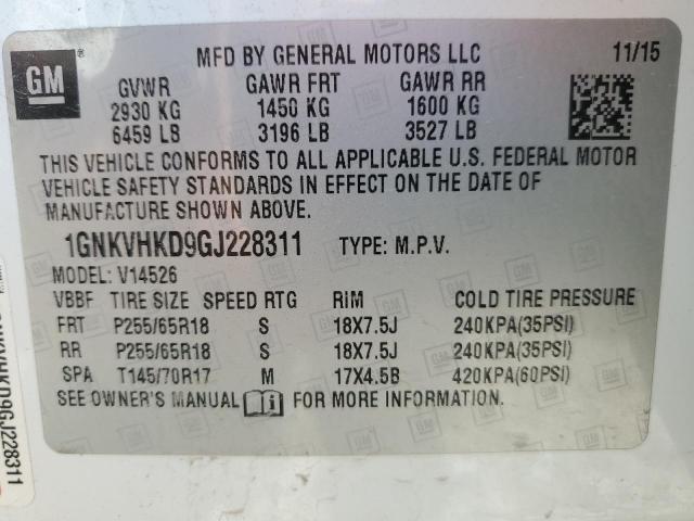 Photo 12 VIN: 1GNKVHKD9GJ228311 - CHEVROLET TRAVERSE L 