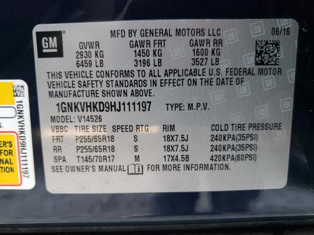 Photo 9 VIN: 1GNKVHKD9HJ111197 - CHEVROLET TRAVERSE L 