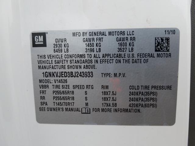 Photo 9 VIN: 1GNKVJED3BJ243933 - CHEVROLET TRAVERSE L 