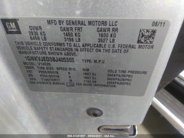 Photo 8 VIN: 1GNKVJED3BJ405303 - CHEVROLET TRAVERSE 