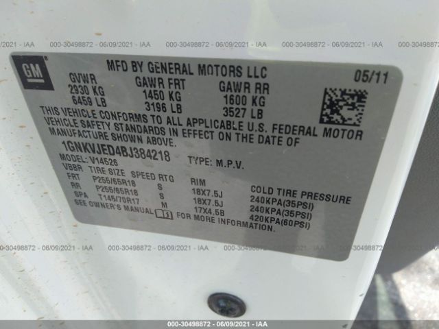 Photo 8 VIN: 1GNKVJED4BJ384218 - CHEVROLET TRAVERSE 