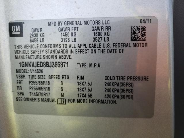 Photo 9 VIN: 1GNKVJED8BJ366871 - CHEVROLET TRAVERSE L 