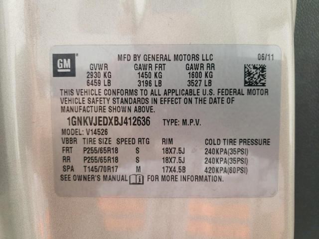 Photo 12 VIN: 1GNKVJEDXBJ412636 - CHEVROLET TRAVERSE L 