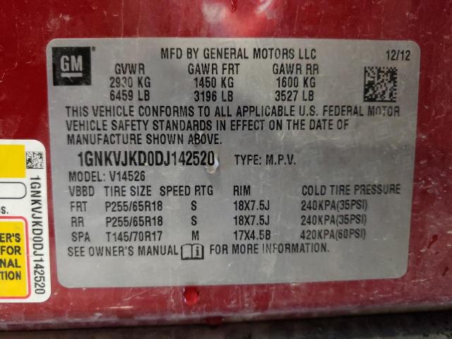 Photo 9 VIN: 1GNKVJKD0DJ142520 - CHEVROLET TRAVERSE L 