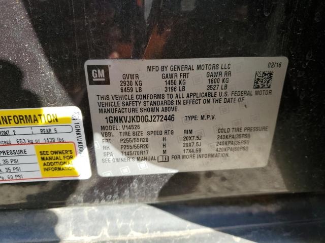 Photo 12 VIN: 1GNKVJKD0GJ272446 - CHEVROLET TRAVERSE L 