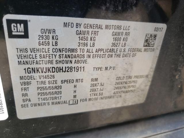 Photo 9 VIN: 1GNKVJKD0HJ281911 - CHEVROLET TRAVERSE P 