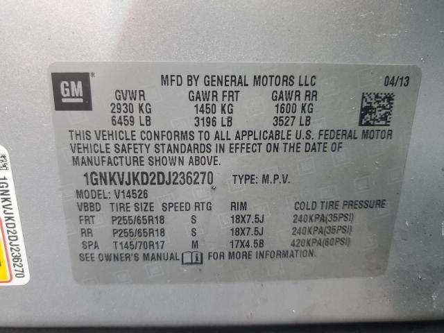 Photo 12 VIN: 1GNKVJKD2DJ236270 - CHEVROLET TRAVERSE 