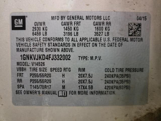 Photo 9 VIN: 1GNKVJKD4FJ332002 - CHEVROLET TRAVERSE L 