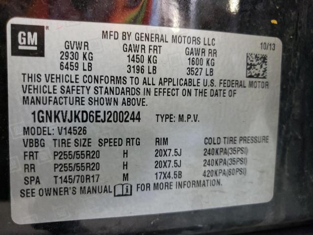 Photo 9 VIN: 1GNKVJKD6EJ200244 - CHEVROLET TRAVERSE L 