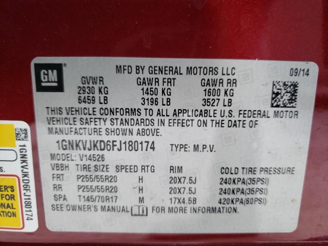 Photo 13 VIN: 1GNKVJKD6FJ180174 - CHEVROLET TRAVERSE 