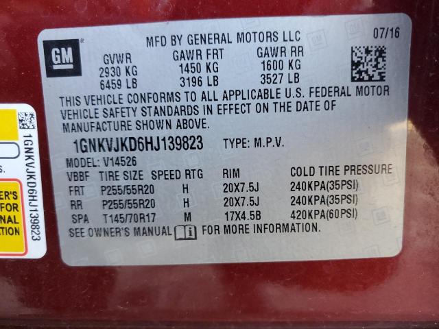 Photo 13 VIN: 1GNKVJKD6HJ139823 - CHEVROLET TRAVERSE 