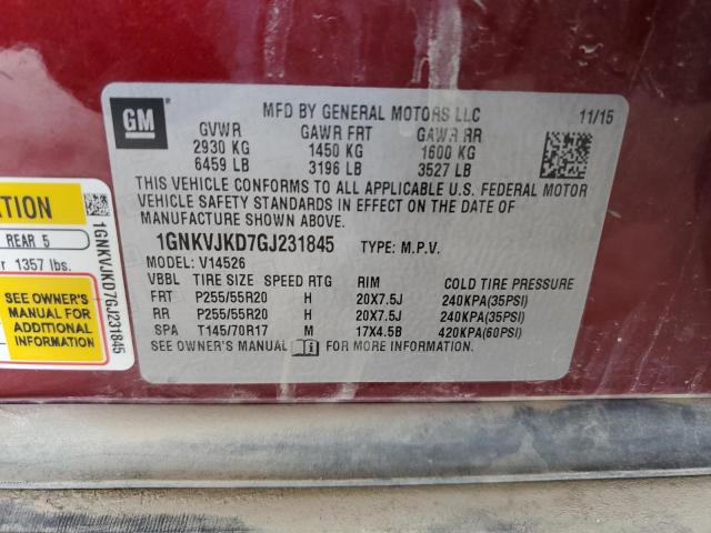 Photo 12 VIN: 1GNKVJKD7GJ231845 - CHEVROLET TRAVERSE 