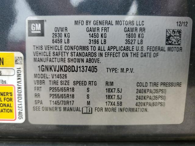 Photo 12 VIN: 1GNKVJKD8DJ137405 - CHEVROLET TRAVERSE 