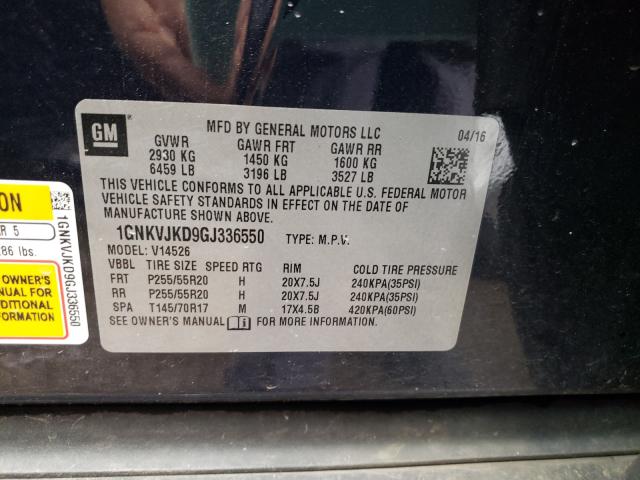 Photo 9 VIN: 1GNKVJKD9GJ336550 - CHEVROLET TRAVERSE L 