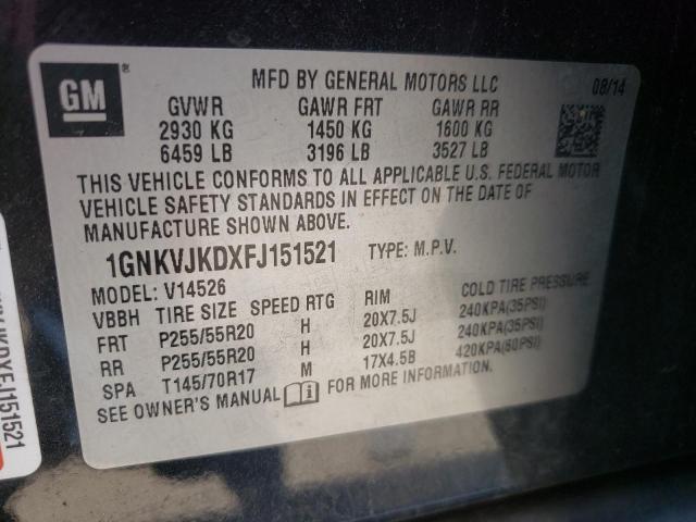 Photo 9 VIN: 1GNKVJKDXFJ151521 - CHEVROLET TRAVERSE 