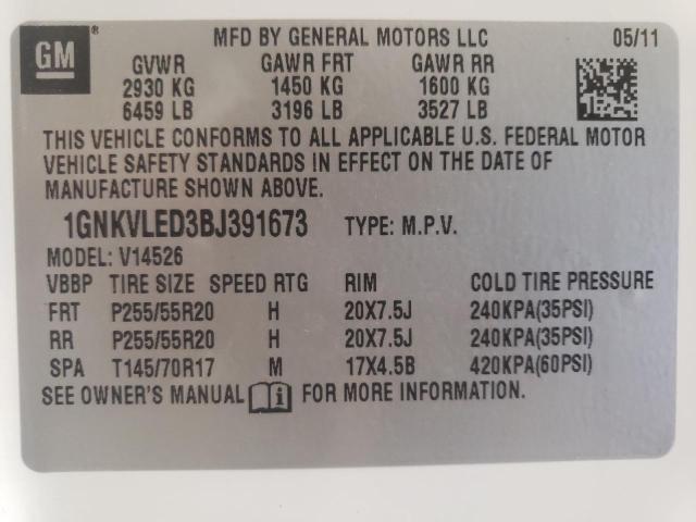 Photo 9 VIN: 1GNKVLED3BJ391673 - CHEVROLET TRAVERSE L 