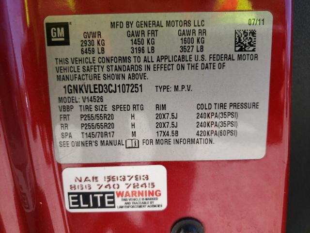 Photo 9 VIN: 1GNKVLED3CJ107251 - CHEVROLET TRAVERSE L 