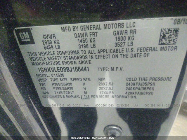 Photo 8 VIN: 1GNKVLED8BJ166441 - CHEVROLET TRAVERSE 