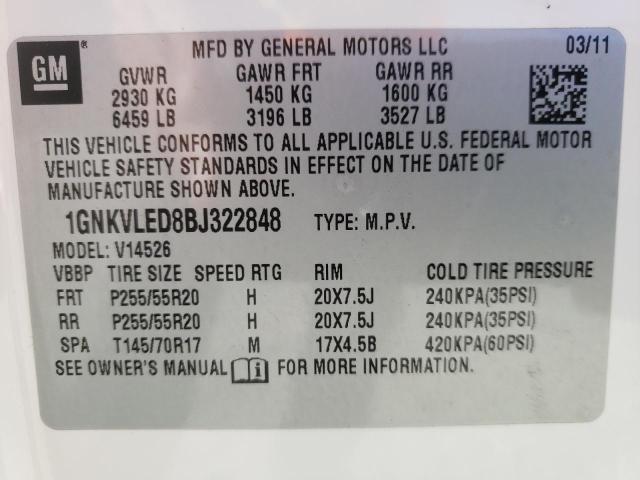 Photo 9 VIN: 1GNKVLED8BJ322848 - CHEVROLET TRAVERSE L 