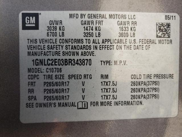 Photo 12 VIN: 1GNLC2E03BR343870 - CHEVROLET TAHOE POLI 