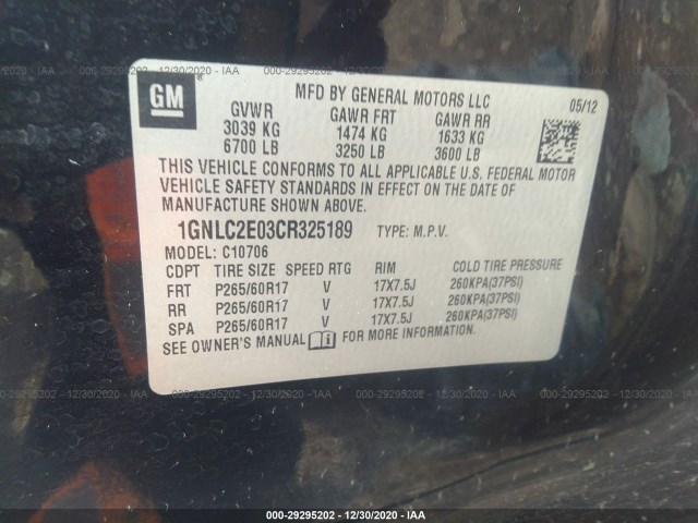 Photo 8 VIN: 1GNLC2E03CR325189 - CHEVROLET TAHOE 