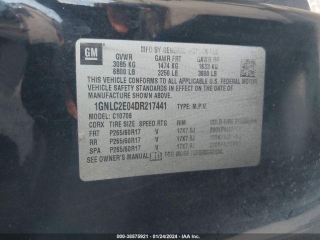 Photo 8 VIN: 1GNLC2E04DR217441 - CHEVROLET TAHOE 