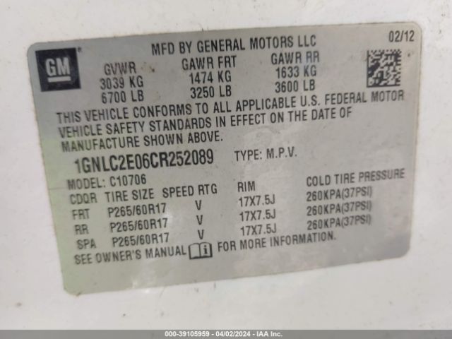 Photo 8 VIN: 1GNLC2E06CR252089 - CHEVROLET TAHOE 