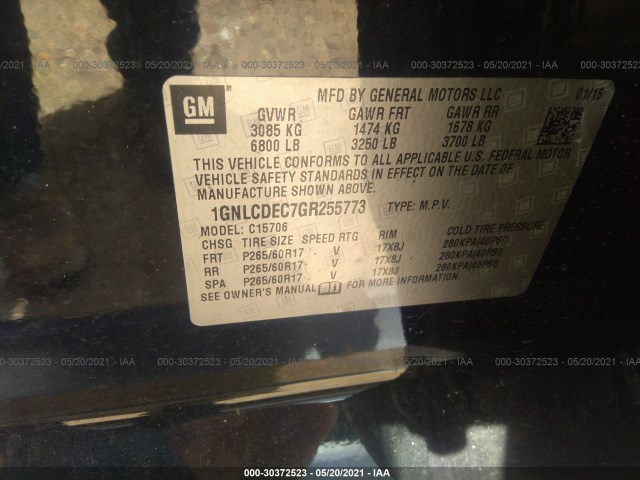 Photo 8 VIN: 1GNLCDEC7GR255773 - CHEVROLET TAHOE 