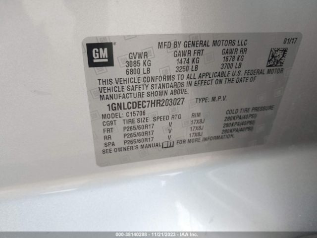 Photo 8 VIN: 1GNLCDEC7HR203027 - CHEVROLET TAHOE 