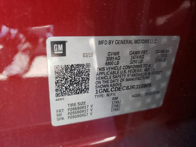 Photo 9 VIN: 1GNLCDEC8JR310805 - CHEVROLET TAHOE POLI 