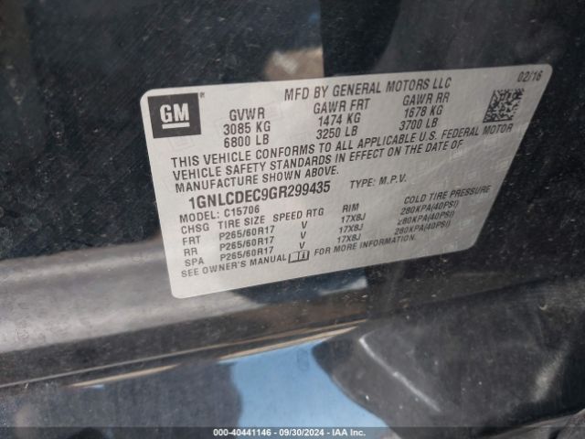 Photo 8 VIN: 1GNLCDEC9GR299435 - CHEVROLET TAHOE 