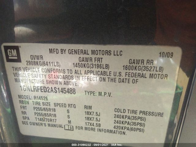 Photo 8 VIN: 1GNLRFED2AS145488 - CHEVROLET TRAVERSE 