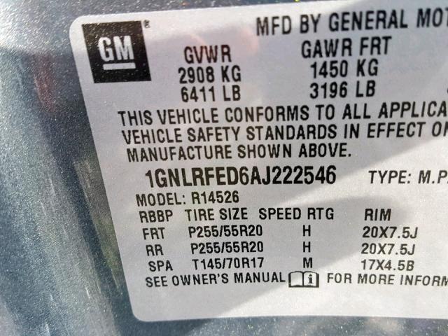 Photo 9 VIN: 1GNLRFED6AJ222546 - CHEVROLET TRAVERSE L 