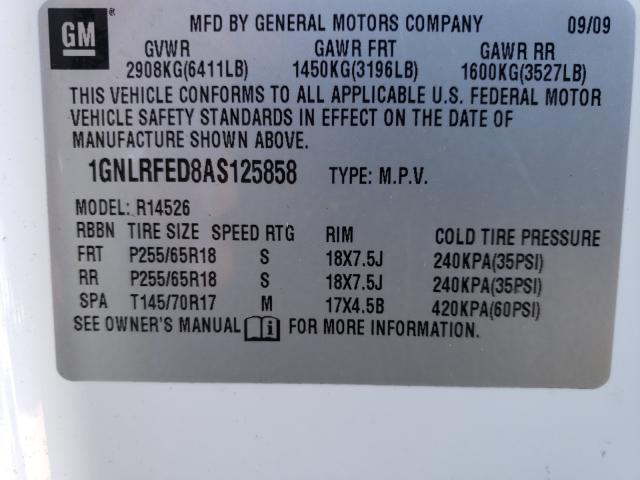 Photo 9 VIN: 1GNLRFED8AS125858 - CHEVROLET TRAVERSE L 