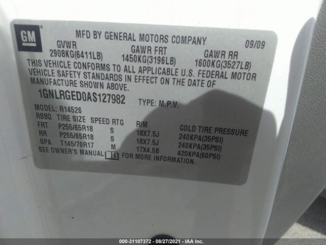 Photo 8 VIN: 1GNLRGED0AS127982 - CHEVROLET TRAVERSE 