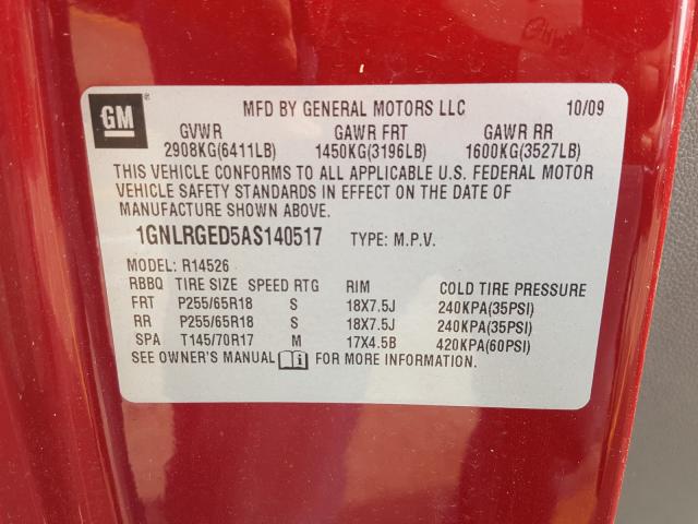 Photo 9 VIN: 1GNLRGED5AS140517 - CHEVROLET TRAVERSE L 