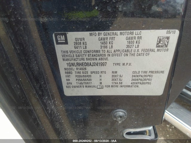 Photo 8 VIN: 1GNLRHED8AJ241997 - CHEVROLET TRAVERSE 