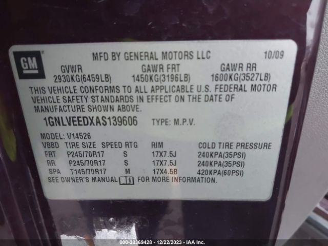 Photo 8 VIN: 1GNLVEEDXAS139606 - CHEVROLET TRAVERSE 