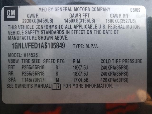 Photo 9 VIN: 1GNLVFED1AS105849 - CHEVROLET TRAVERSE L 