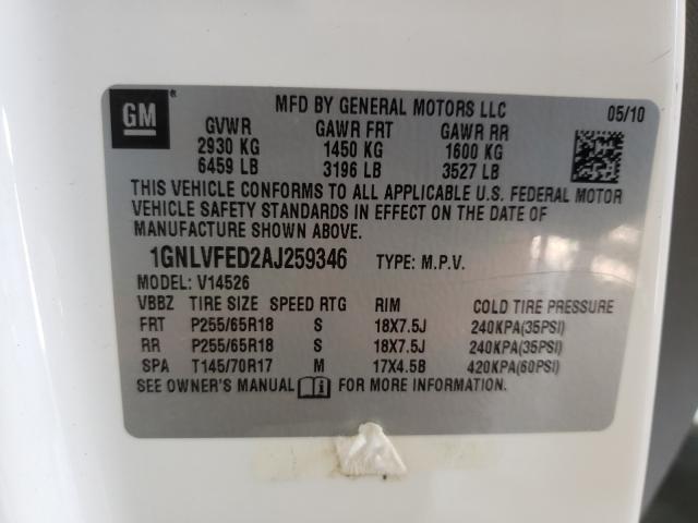 Photo 9 VIN: 1GNLVFED2AJ259346 - CHEVROLET TRAVERSE L 