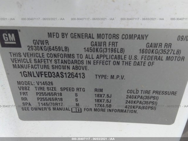 Photo 8 VIN: 1GNLVFED3AS126413 - CHEVROLET TRAVERSE 