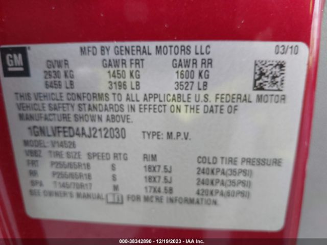 Photo 8 VIN: 1GNLVFED4AJ212030 - CHEVROLET TRAVERSE 