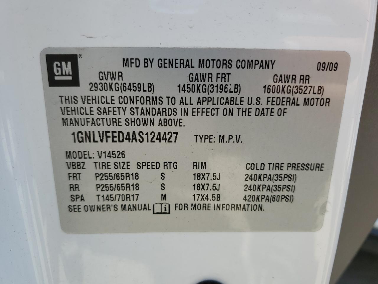 Photo 11 VIN: 1GNLVFED4AS124427 - CHEVROLET TRAVERSE 