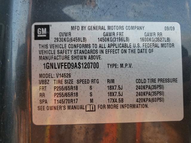 Photo 9 VIN: 1GNLVFED9AS120700 - CHEVROLET TRAVERSE L 