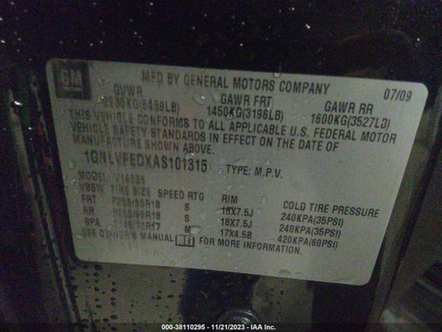 Photo 8 VIN: 1GNLVFEDXAS101315 - CHEVROLET TRAVERSE 