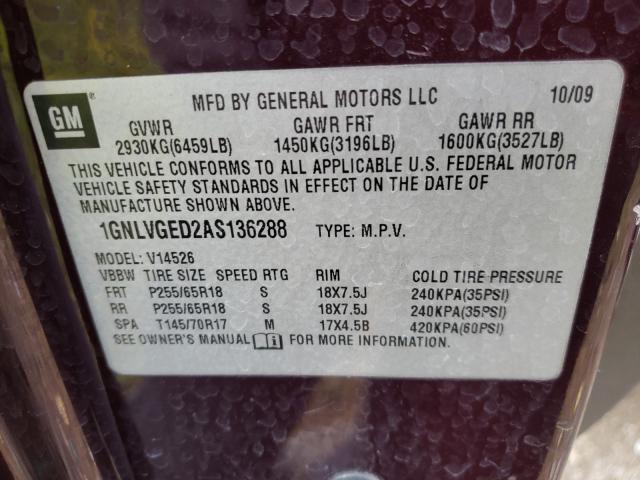 Photo 9 VIN: 1GNLVGED2AS136288 - CHEVROLET TRAVERSE L 