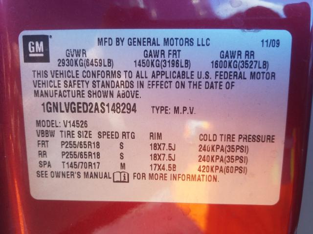 Photo 9 VIN: 1GNLVGED2AS148294 - CHEVROLET TRAVERSE L 